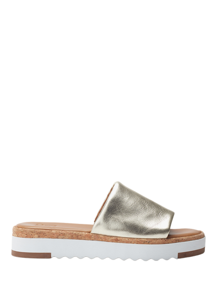 Moda in Pelle Kanzan Leather Mule Sandals, Gold, Gold