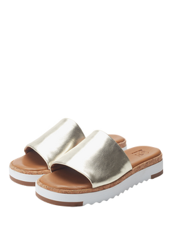 Moda in Pelle Kanzan Leather Mule Sandals, Gold - view 2, Gold