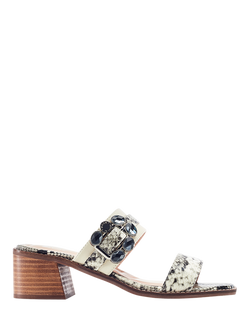 Moda in Pelle Mallorie Leather Embellished Block Heel Sandals, Grey, Grey