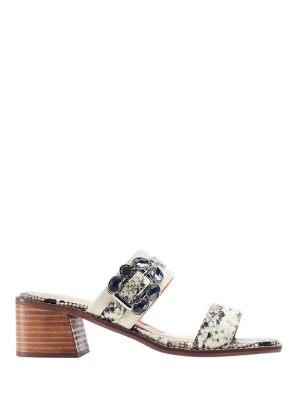 Moda in Pelle Mallorie Leather Embellished Block Heel Sandals, Grey, Grey