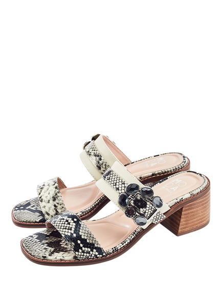 Moda in Pelle Mallorie Leather Embellished Block Heel Sandals, Grey - view 2, Grey