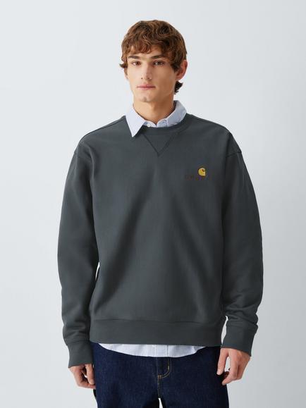 Carhartt WIP Cotton Rich American Script Logo Sweatshirt, Graphite, Graphite
