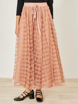 Yumi Embroidered Spot Maxi Skirt, Blush - view 2, Blush