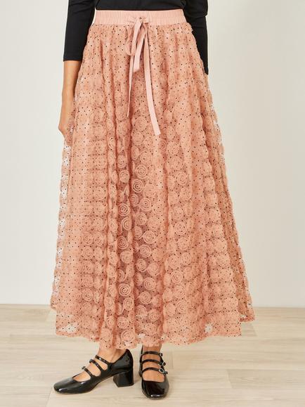 Yumi Embroidered Spot Maxi Skirt, Blush - view 2, Blush