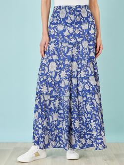 Yumi Floral Maxi Skirt, Blue - view 2, Blue