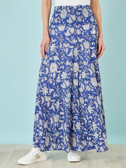 Yumi Floral Maxi Skirt, Blue - view 2, Blue