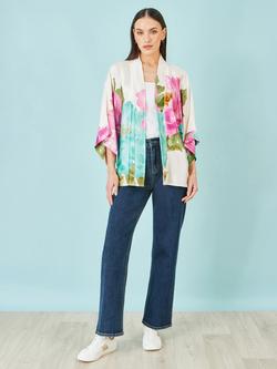 Yumi Floral Print Relaxed Kimono, Multi - view 2, Multi