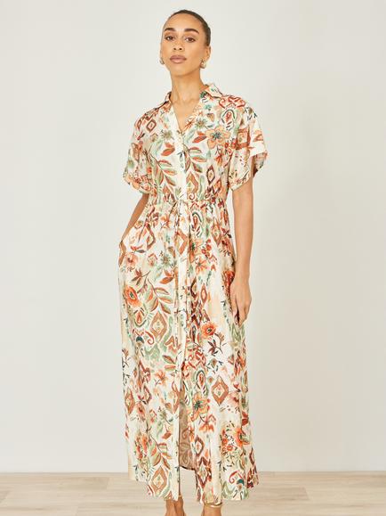 Yumi Flutter Sleeve Boho Maxi Dress, Ivory - view 2, Ivory