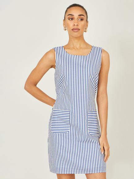 Yumi Stripe Sleeveless Shift Dress, Blue, Blue