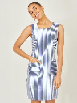 Yumi Stripe Sleeveless Shift Dress, Blue - view 2, Blue