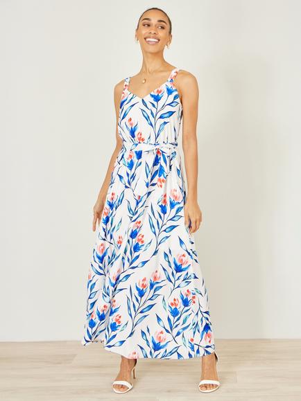 Yumi Floral Print Maxi Sun Dress, White/Multi - view 2, White/Multi