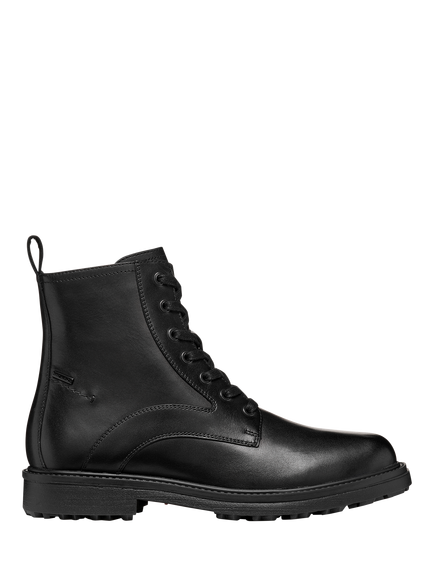 Geox Lagorai + Grip ABX Wide Fit Leather Lace Up Biker Boots, Black, Black