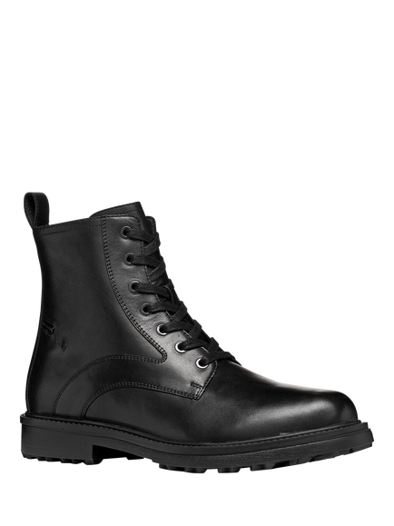 Geox Lagorai + Grip ABX Wide Fit Leather Lace Up Biker Boots, Black - view 2, Black