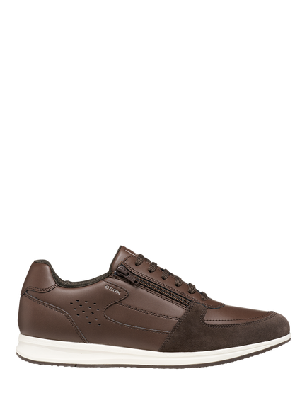 Geox Avery Low Profile Zip Trainers, Chocolate, Chocolate