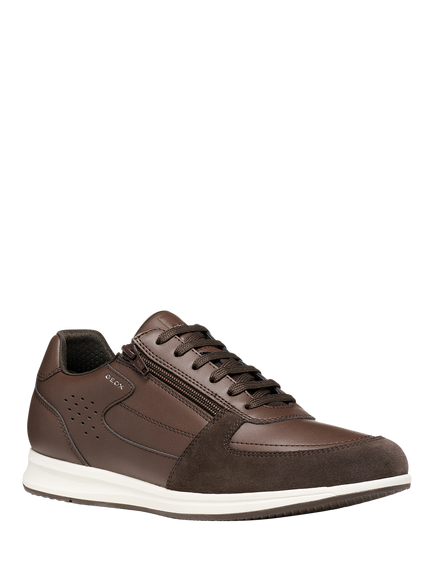 Geox Avery Low Profile Zip Trainers, Chocolate - view 2, Chocolate