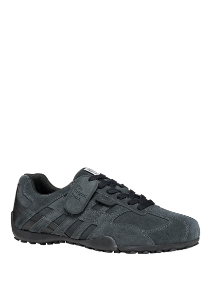 Geox Snake Original Suede Blend Lace Up Trainers, Anthracite - view 2, Anthracite