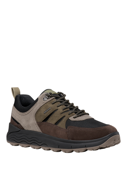 Geox Spherica 4X4 ABX Waterproof Lace Up Trainers, Chocolate/Musk - view 2, Chocolate/Musk