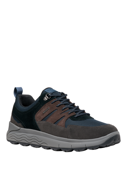 Geox Spherica 4X4 ABX Waterproof Lace Up Trainers, Moka/Navy - view 2, Moka/Navy