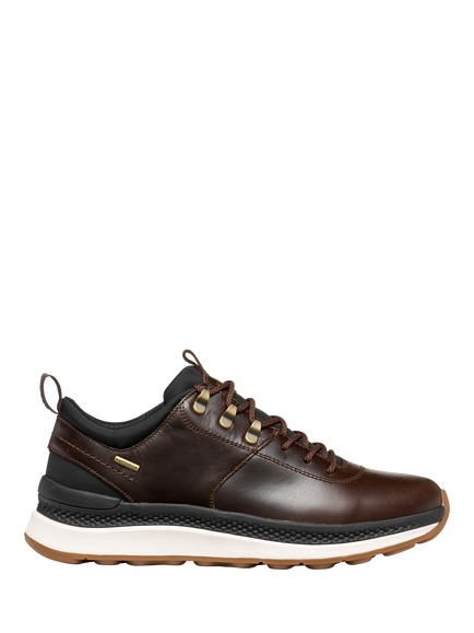 Geox Spherica Actif X2 ABX Leather Waterproof Lace Up Trainers, Dark Brown, Dark Brown