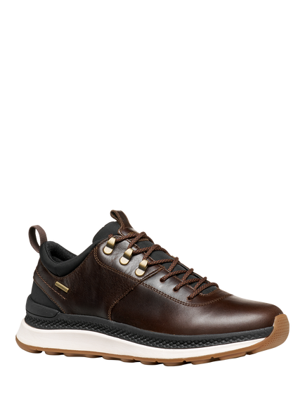 Geox Spherica Actif X2 ABX Leather Waterproof Lace Up Trainers, Dark Brown - view 2, Dark Brown