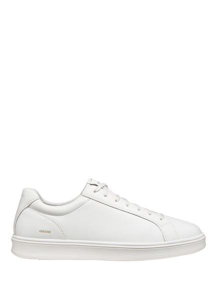 Geox Spherica Actif X4 Wide Fit Leather Lace Up Trainers, White, White