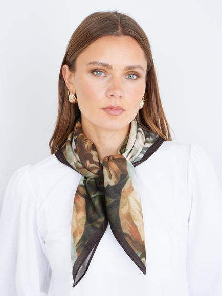 Yumi Autumnal Floral Square Scarf, Multi, Multi