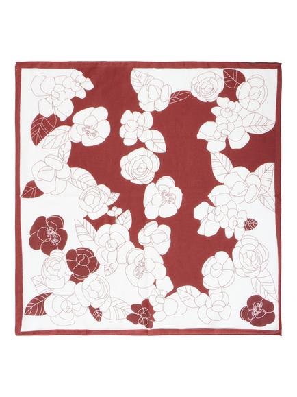 Yumi Viscose Floral Sketch Square Scarf, Brown/White - view 2, Brown/White