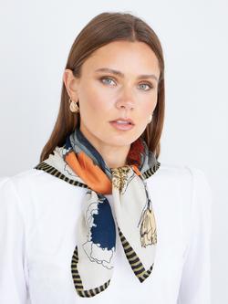 Yumi Floral Placement Square Scarf, Blue/Multi