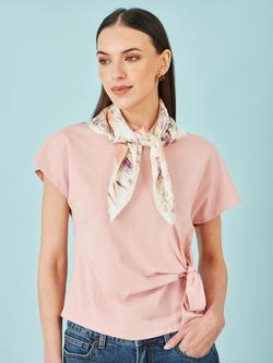 Yumi Silk Delicate Floral Print Square Scarf, Ivory/Multi, Ivory/Multi