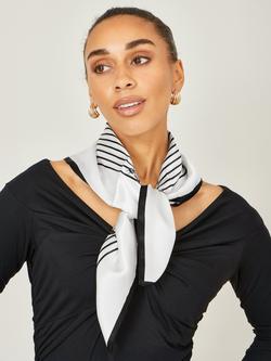 Yumi Silk Butterfly Stripe Square Scarf, Ivory/Black - view 2, Ivory/Black