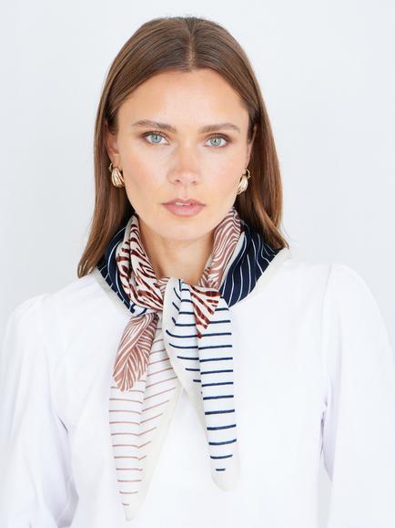 Yumi Stripe Pattern Square Scarf, Multi, Multi