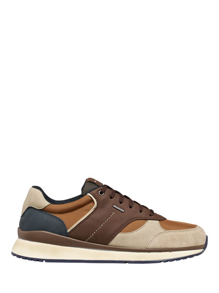Geox Branthon ABX Wide Fit Waterproof Lace Up Trainers, Dark Brown/Sand, Dark Brown/Sand