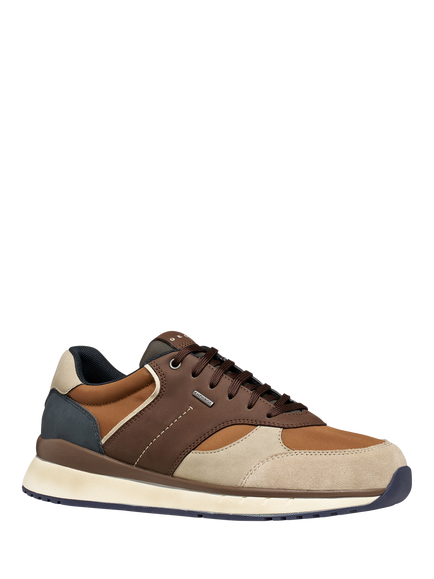 Geox Branthon ABX Wide Fit Waterproof Lace Up Trainers, Dark Brown/Sand - view 2, Dark Brown/Sand