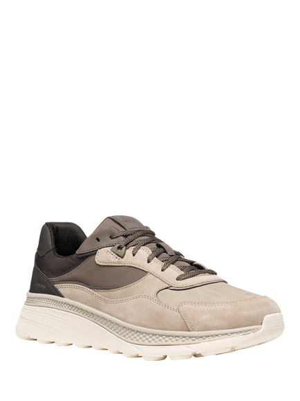 Geox Spherica Actif X1 Lace Up Trainers, Sand/Dark Coffee - view 2, Sand/Dark Coffee