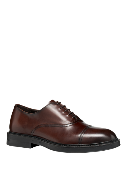 Geox Bexford Wide Fit Leather Lace Up Derby Shoes - view 2, Coffee