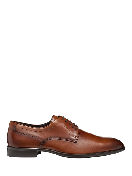 Geox Thalos Leather Derby Shoes, Cognac