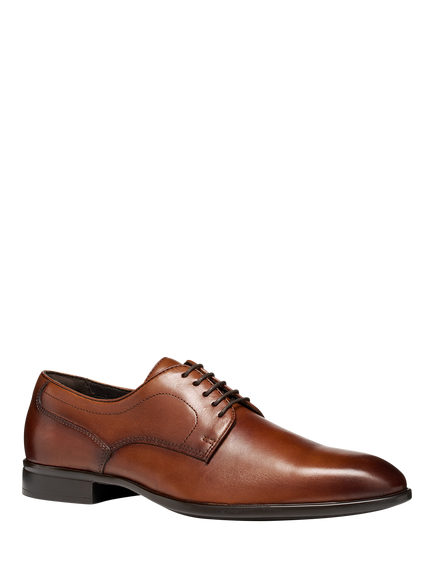 Geox Thalos Leather Derby Shoes - view 2, Cognac
