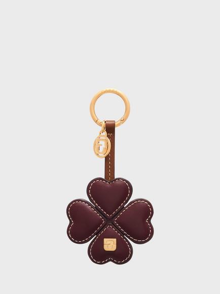 Gerard Darel 4 FEUILLES Clover Leather Keyring, Redwine, Redwine