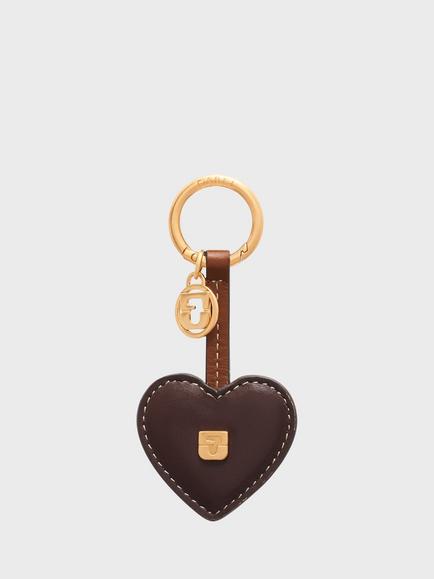 Gerard Darel Heart Leather Keyring, Brown, Brown