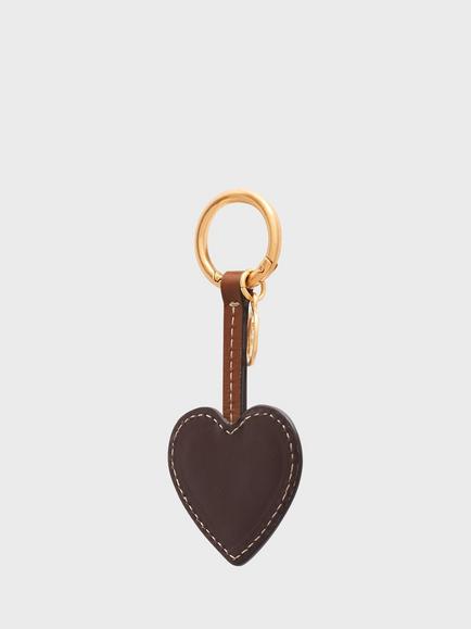 Gerard Darel Heart Leather Keyring, Brown - view 2, Brown