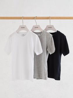 Reiss Kids' Bless Crew Neck Cotton T-Shirt, Pack of 3, White/Navy/Grey - view 2, White/Navy/Grey