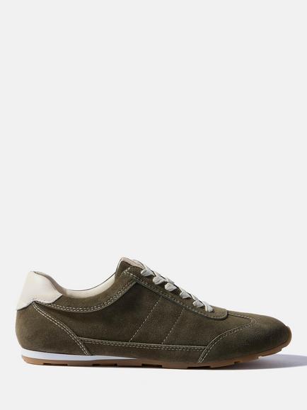 Mint Velvet Vick Suede Lace Up Trainers, Green, Green
