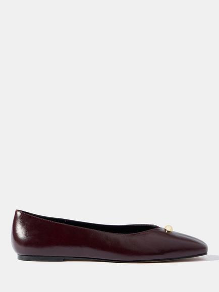 Mint Velvet Ruby Leather Ballerina Pumps, Red Burgundy, Red Burgundy