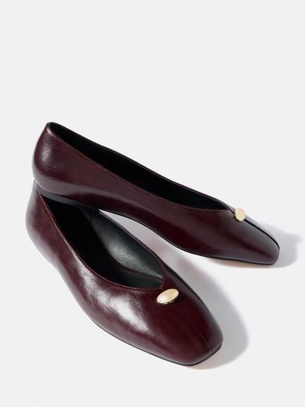 Mint Velvet Ruby Leather Ballerina Pumps, Red Burgundy - view 2, Red Burgundy