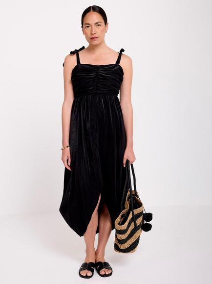 Mint Velvet Velvet Tulip Dress, Black, Black
