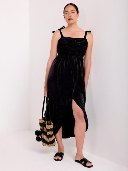 Mint Velvet Velvet Tulip Dress, Black - view 2, Black