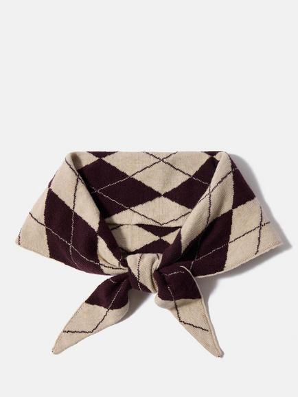 Mint Velvet Argyle Knit Scarf, Natural, Natural