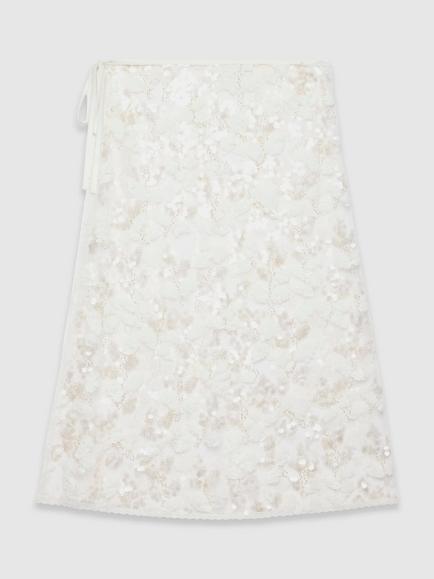 Mint Velvet 3D Embellished Skirt Scarf, White Ivory, White Ivory