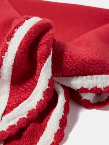 Mint Velvet Scallop Edge Knit Triangle Scarf - view 2, Red