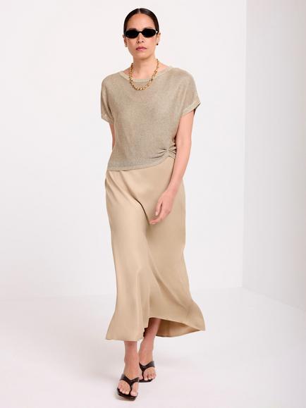 Mint Velvet Metallic Knit Slip Dress, Gold, Gold